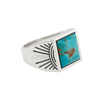 Sun Ray Turquoise Signet Ring