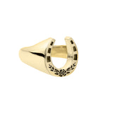 Brass Lucky Rose Horseshoe Signet Ring