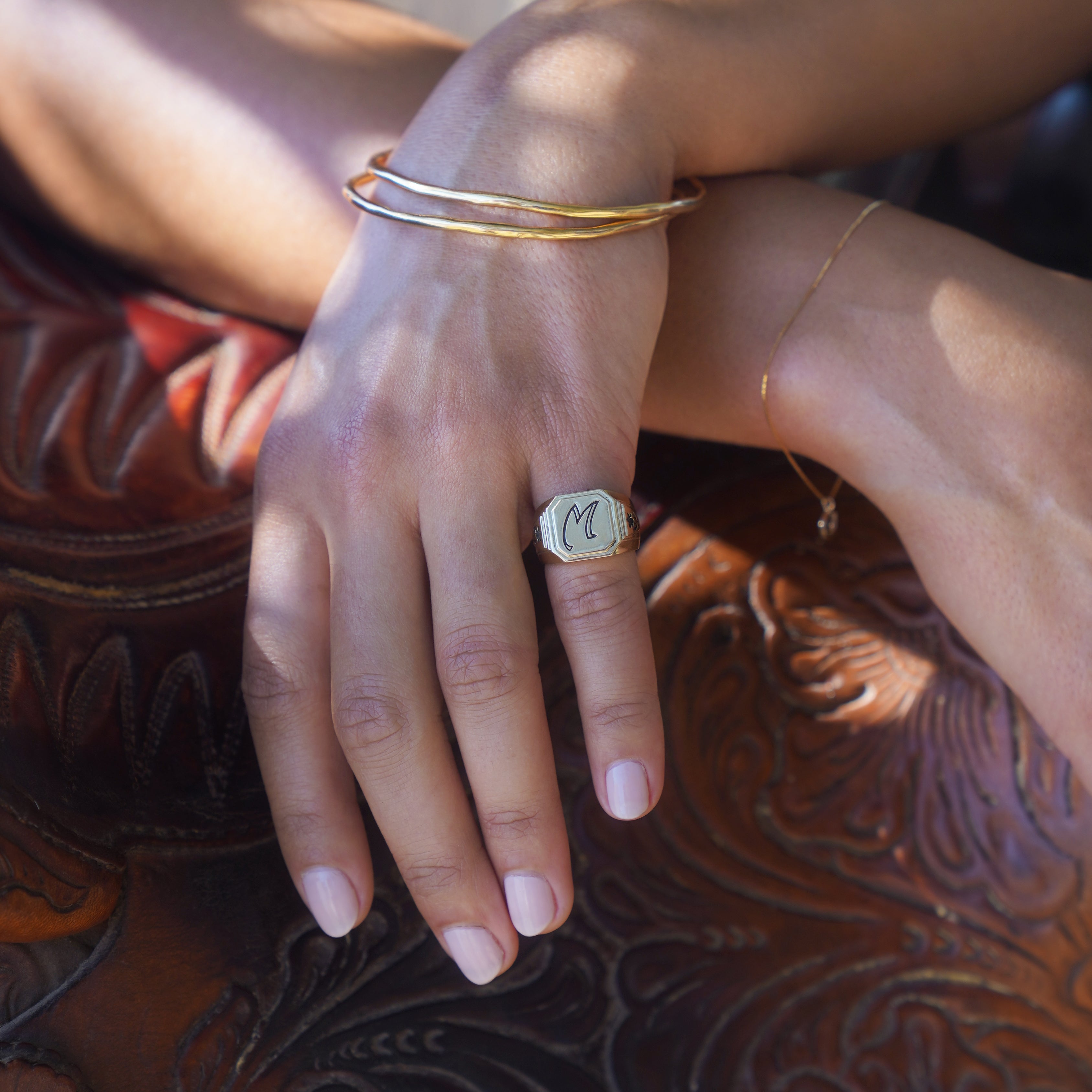 Silver Initial Signet Ring
