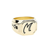 Brass Initial Signet Ring