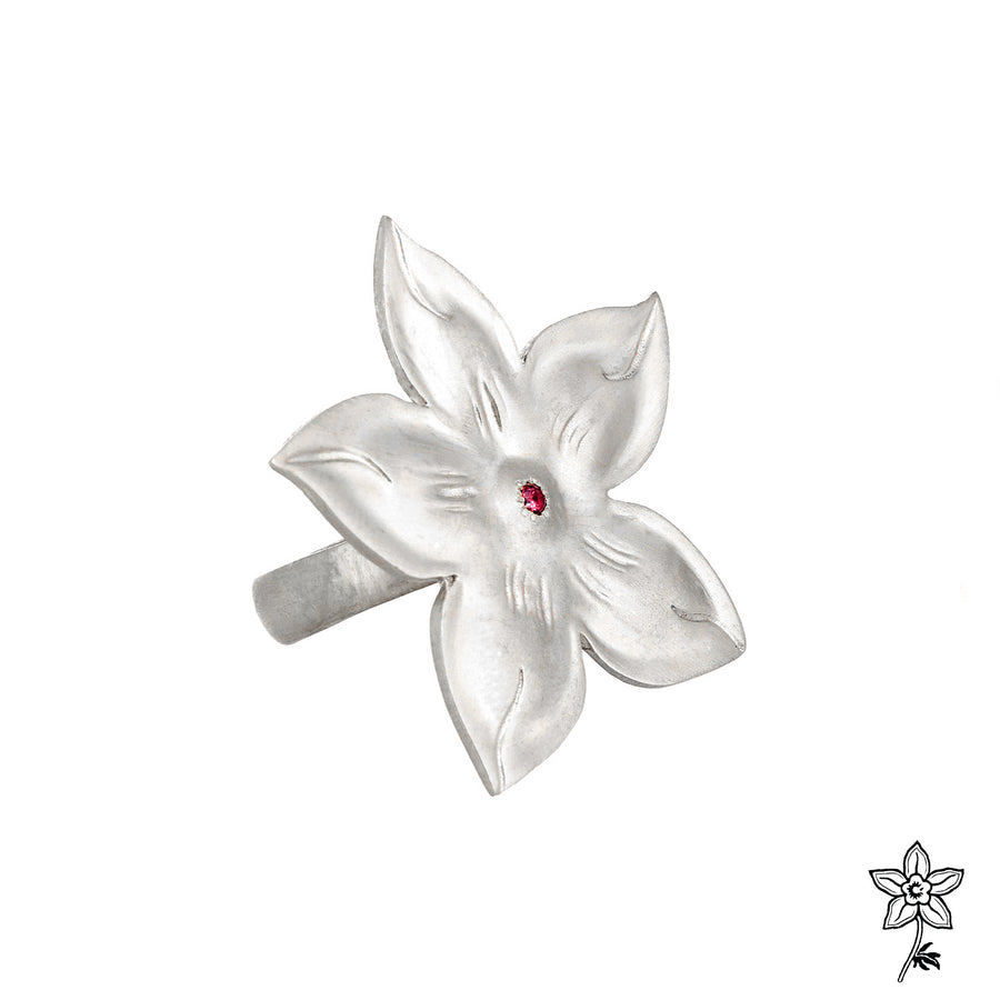 SILVER FLEUR RING