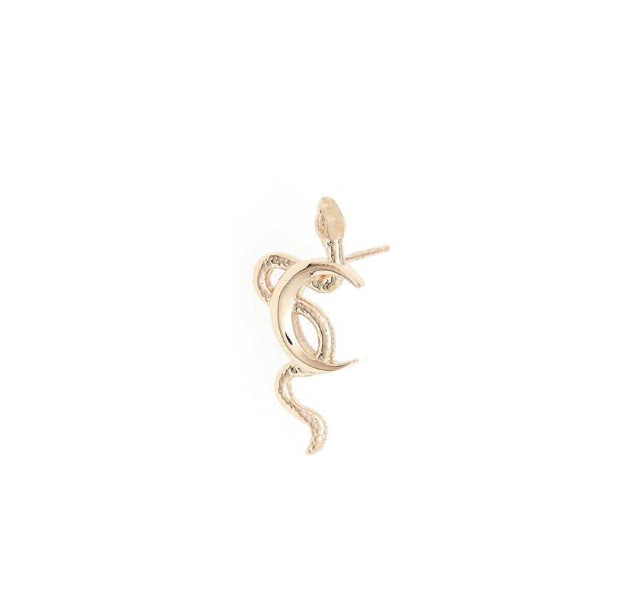 SILVER & GOLD PLATED SNAKE MOON STUD