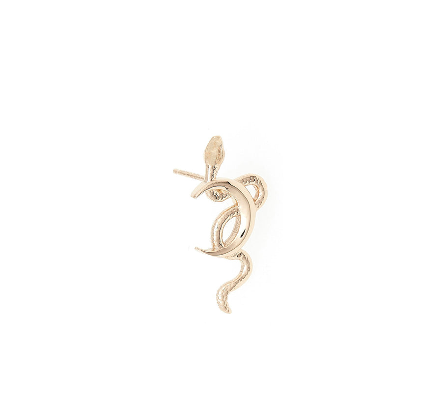 14K GOLD PLATED SNAKE MOON STUD