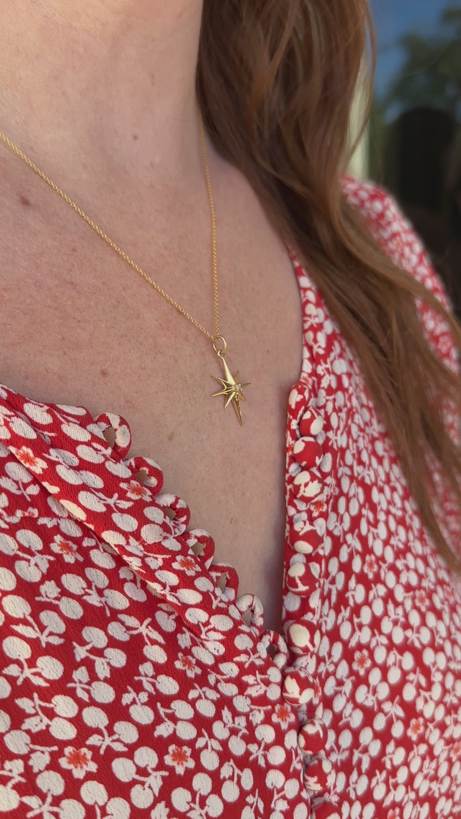 GOLD NORTHERN STAR GEMSTONE PENDANT