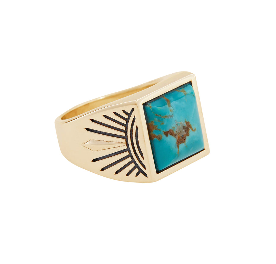 Sun Ray Turquoise Signet Ring