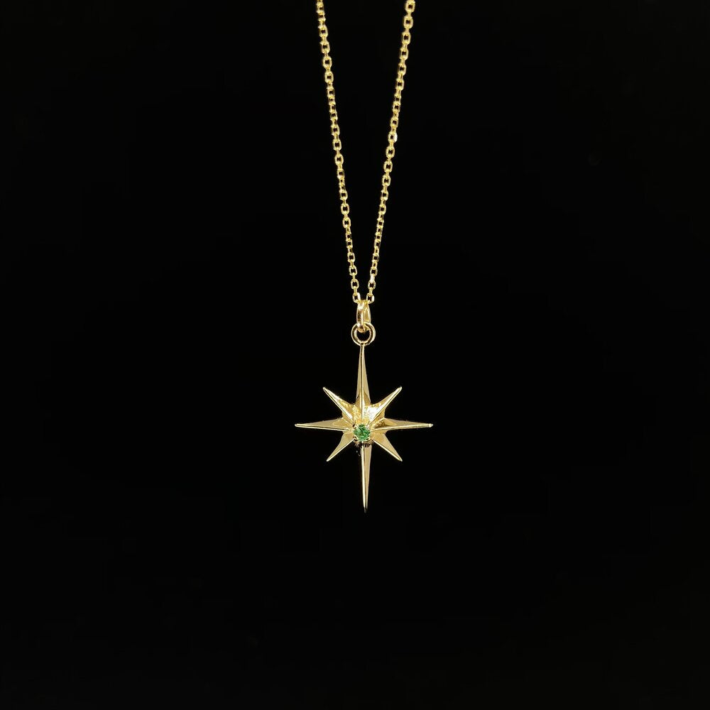 Gold Northern Star Gemstone Pendant